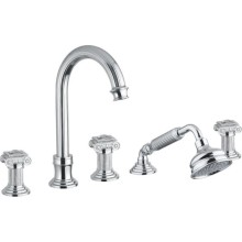 Смеситель на борт ванны с выдвижным душем и переключателем хром, ручки swarovski Cezares Olimp OLIMP-BVD-01-Sw