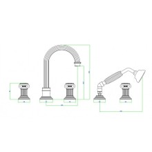 Смеситель на борт ванны с выдвижным душем и переключателем хром, ручки металл OLIMP-BVD-01-M