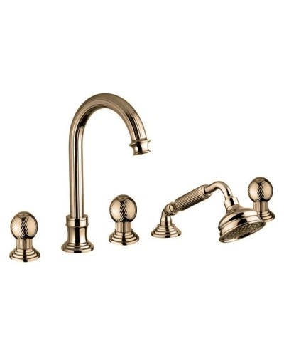 Смеситель на борт ванны с выдвижным душем и переключателем бронза, ручки металл Cezares Olimp OLIMP-BVD-02-M