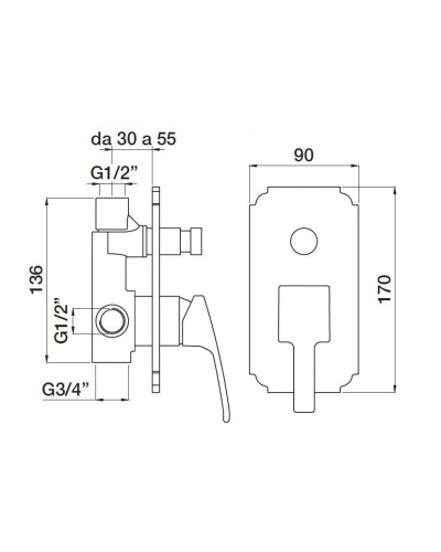 Смеситель для ванны хром Cezares Olimp OLIMP-VDIM-01-L