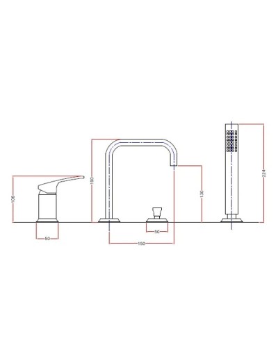 Смеситель на борт ванны хром Cezares Legend LEGEND-BVDM-01