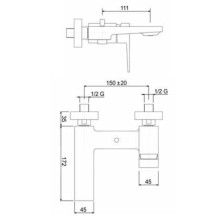 Смеситель для ванны и душа однорычажный Cezares JUMP-VM-01