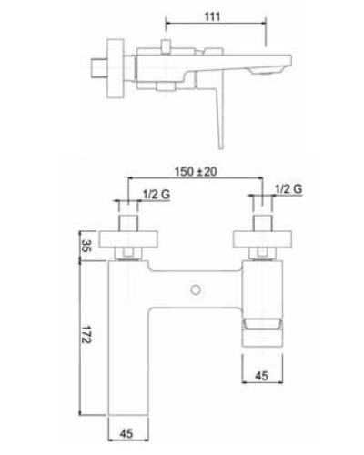 Смеситель для ванны и душа однорычажный Cezares JUMP-VM-01