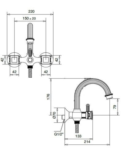 Смеситель для ванны и душа Cezares OLIMP-VD-03/24-M