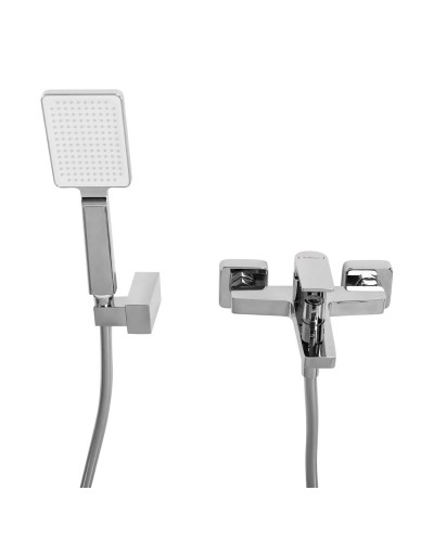 Смеситель для ванны и душа в комплекте с ручным душем, шлангом и держателем BelBagno ARDENTE-VASM-CRM