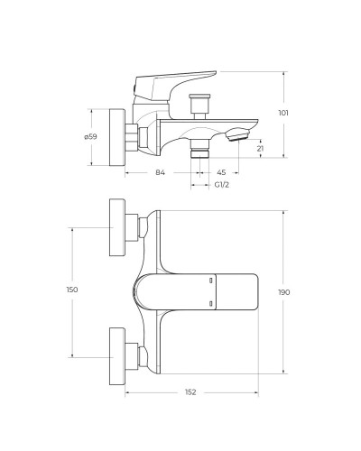 Смеситель для ванны и душа в комплекте с ручным душем, шлангом и держателем BelBagno MARINO-VASM-CRM
