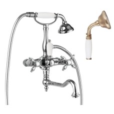 Смеситель для ванны с поворотным изливом с ручным душем, шлангом 150 см CEZARES NOSTALGIA-VDF-02-Bi
