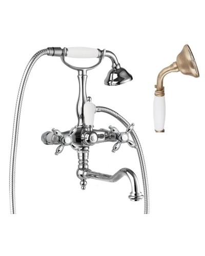 Смеситель для ванны с поворотным изливом с ручным душем, шлангом 150 см CEZARES NOSTALGIA-VDF-02-Bi