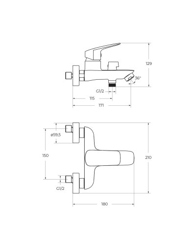 Смеситель для ванны и душа в комплекте с ручным душем, шлангом и держателем BelBagno DUE-VASM-CRM