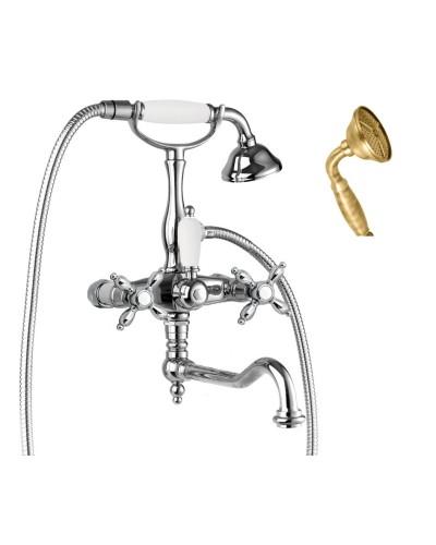 Смеситель для ванны с поворотным изливом с ручным душем, шлангом 150 см CEZARES NOSTALGIA-VDF-02-M