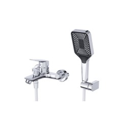 Смеситель для ванны и душа в комплекте с ручным душем, шлангом и держателем BelBagno DUE-VASM-CRM