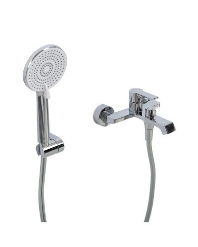 Смеситель для ванны и душа в комплекте с ручным душем, шлангом и держателем BelBagno AURORA-VASM-CRM