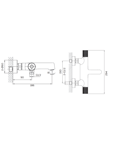 Смеситель для ванны AltroBagno Intento 0217 BiOp