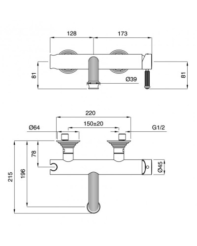 Смеситель для ванны и душа Cezares OLIMP-VM-01-L