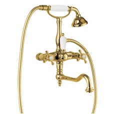 Смеситель для ванны с поворотным изливом с ручным душем, шлангом 150 см CEZARES GOLF-VDF-03/24-Bi