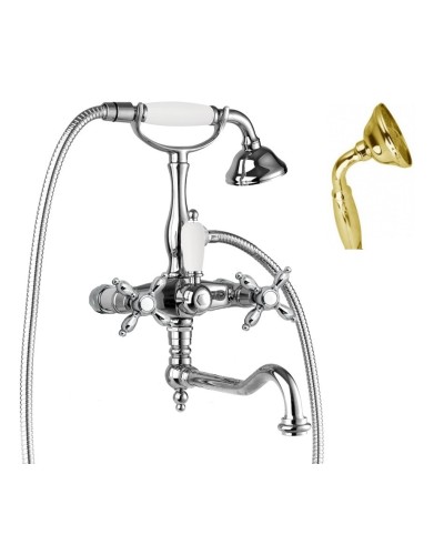 Смеситель для ванны с поворотным изливом с ручным душем, шлангом 150см CEZARES NOSTALGIA-VDF-03/24-M