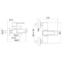 Смеситель для ванны и душа однорычажный CEZARES FUOCO-VM-01