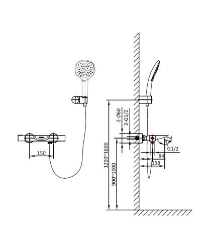 Смеситель для ванны с термостатом AltroBagno Aperto 020402 Cr