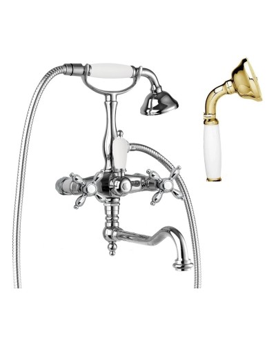 Смеситель для ванны с поворотным изливом с ручным душем, шлангом 150 см CEZARES NOSTALGIA-VDF-03/24-Bi