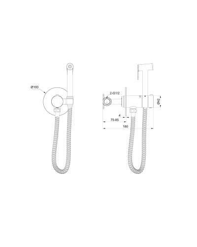 Смеситель с гигиеническим душем и термостатом, встраиваемая WONZON & WOGHAND, Хром (WW-88829909-CR)