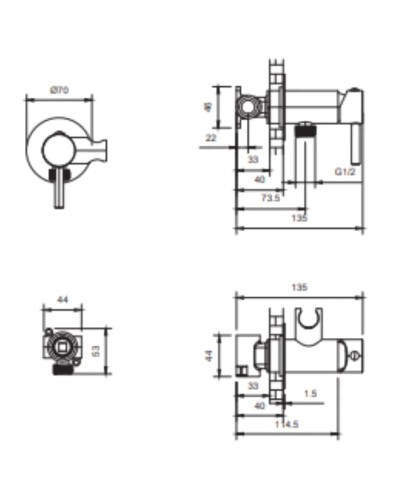 Гигиенический душ AltroBagno Modern 060118GrMt со смесителем, оружейная сталь