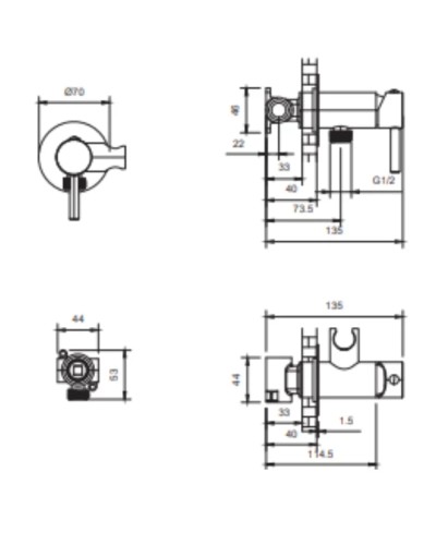 Гигиенический душ AltroBagno Modern 060119NeOp со смесителем, черный матовый