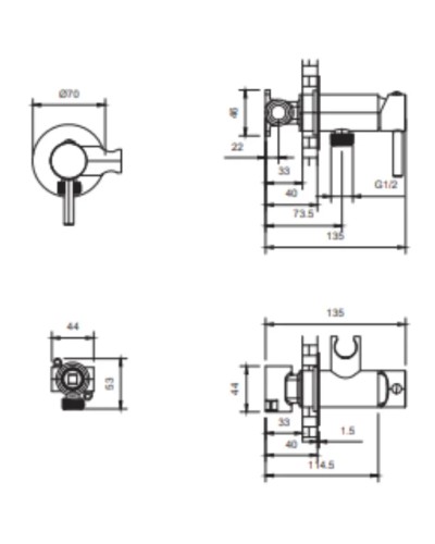 Гигиенический душ AltroBagno Modern 060125Bi со смесителем, белый глянец