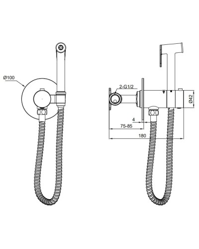 Гигиенический душ AltroBagno Beni aggiuntivi AltroBagnoBM060401Cr с термостатом, хром