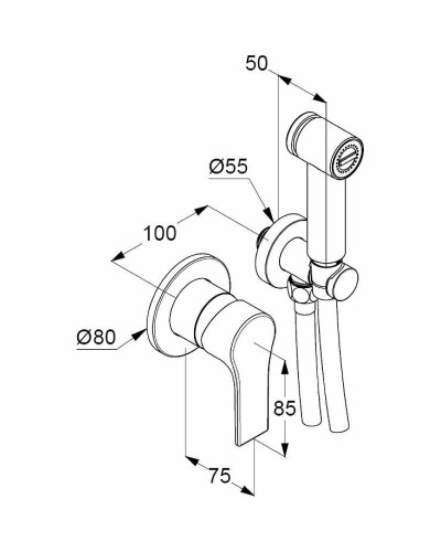 Гигиенический душ со смесителем Kludi Zenta SL 489980565 Хром