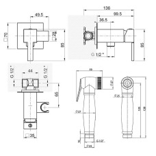 Гигиенический душ со смесителем Paini Kampana 53CR442QRU Хром