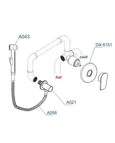 Гигиенический душ со смесителем WasserKRAFT Dill A06156 Хром