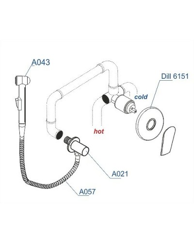 Гигиенический душ со смесителем WasserKRAFT Dill A06157 Хром