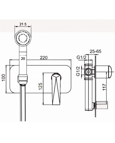Гигиенический душ со смесителем Boheme Venturo 377 Хром