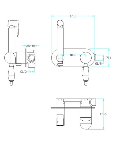 Гигиенический душ со смесителем Boheme Medici 424 Бронза