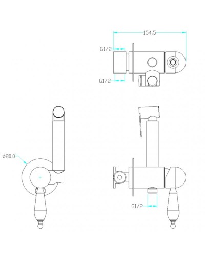 Гигиенический душ со смесителем Boheme Brillante 436 Хром