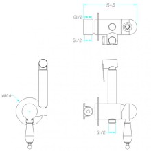 Гигиенический душ со смесителем Boheme Imperiale 435 Золото