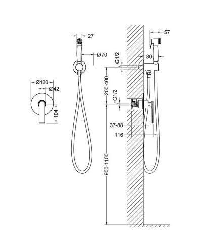 Гигиенический душ со смесителем Timo Anni 2789/03SM Черный