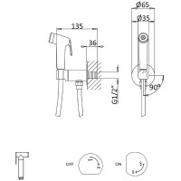 Гигиенический душ с запорным вентилем Cezares LEAF-DIF-BIO Белый матовый