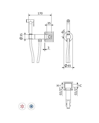 Гигиенический душ Cezares LEAF-DIF-NOP Черный матовый