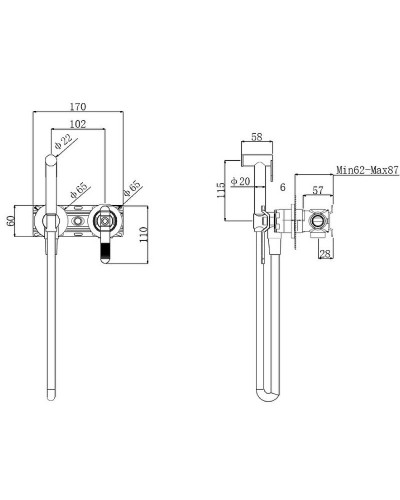 Гигиенический душ со смесителем Bronze de Luxe 1760'S Loft 3253CC Хром матовый