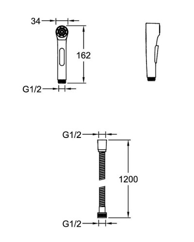 Гигиенический душ со смесителем Jacob Delafon Elate E25838-CP Хром