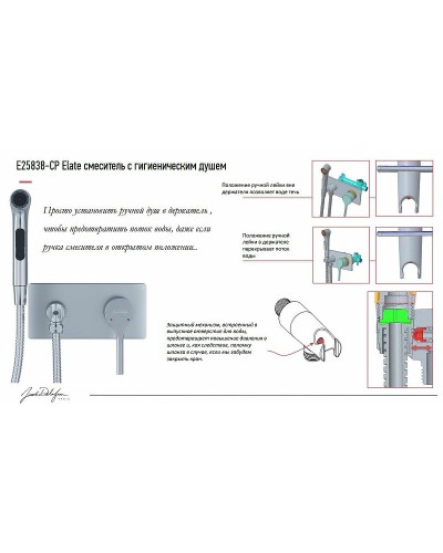 Гигиенический душ со смесителем Jacob Delafon Elate E25838-CP Хром