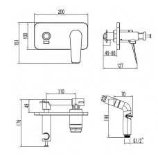 Гигиенический душ со смесителем Lemark Bronx LM3720BL Черный