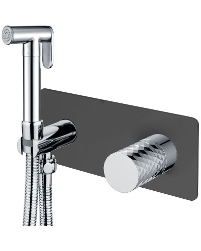 Гигиенический душ со смесителем Boheme Stick 127-BCR Черный матовый Хром