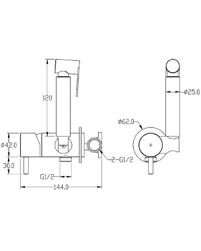 Гигиенический душ со смесителем Boheme Uno 467-SGM Оружейная сталь глянцевая