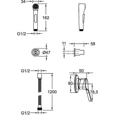 Гигиенический душ со смесителем Jacob Delafon Elate E24610-BL Черный матовый