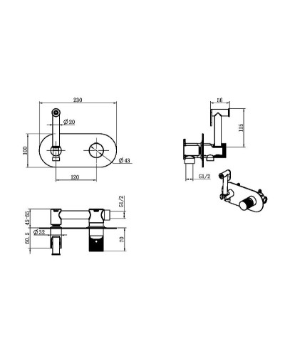 Гигиенический душ со смесителем Boheme Stick 127-WG.2 Белый Золото