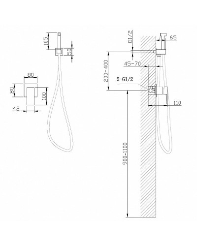 Гигиенический душ со смесителем Abber Daheim AF8225G Золото матовое