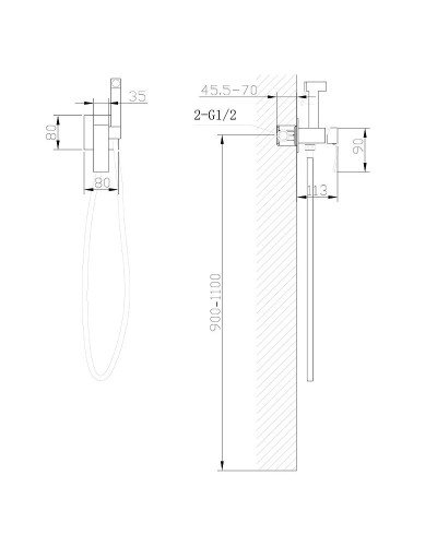 Гигиенический душ со смесителем Abber Wasserfall AF8625B Черный матовый