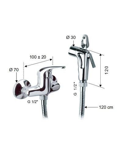 Гигиенический душ со смесителем Remer C312DP Хром